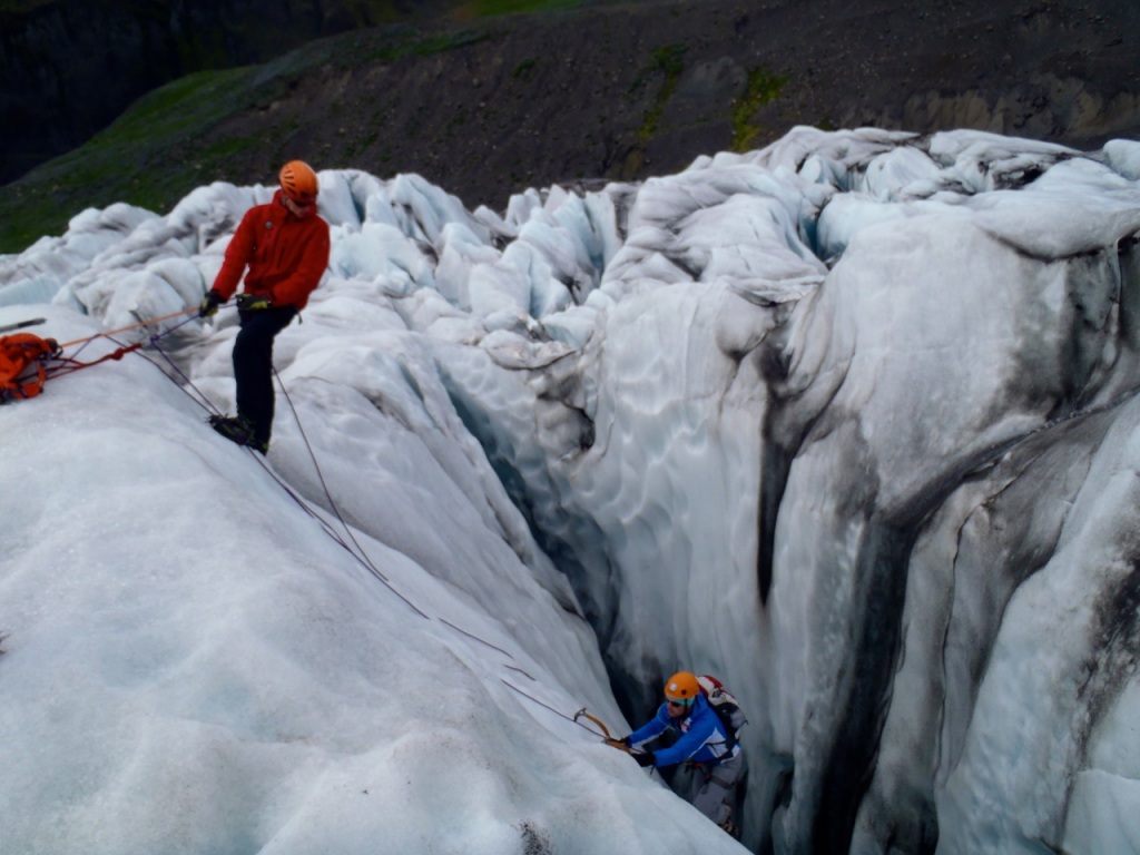 Ice climbing on Falljökull outlet glacier in Vatnajökull national park